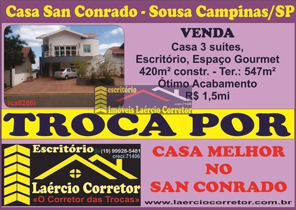 Casa em Condomínio para Venda em Campinas / SP no bairro Loteamento Caminhos de São Conrado (Sousas)