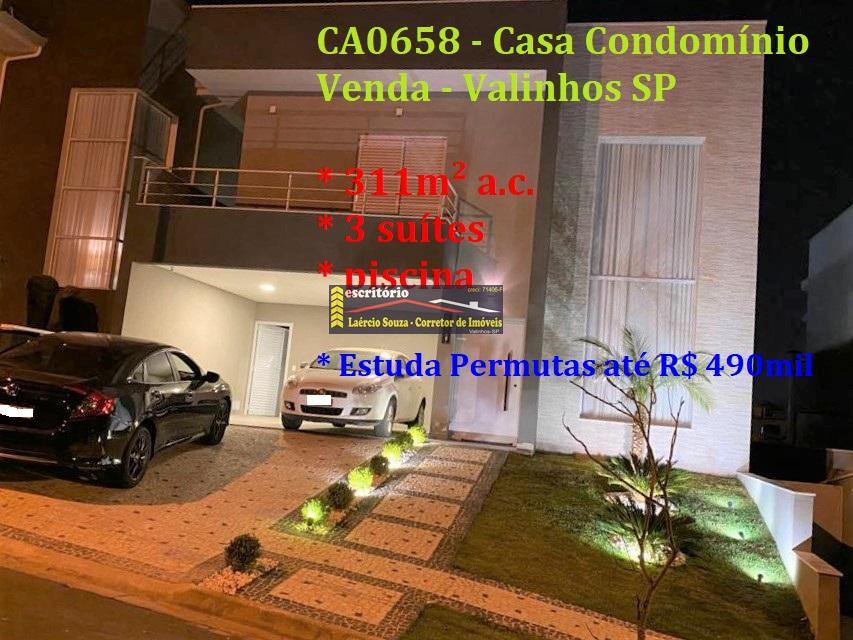 Casa Condomínio à Venda em Valinhos SP, 3 suites, Piscina - R$ 1.860.000 Estuda Permutas até R$ 490mil